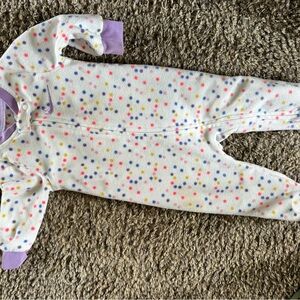 Nike White Polka Dot Baby Footie with Purple Trim